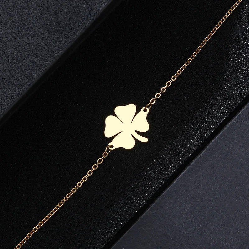 DOTIFI For Women Stainless Steel Bracelet Lucky Clover Gold Color Pulseira Feminina Lover Engagement Jewelry