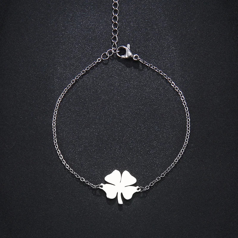 DOTIFI For Women Stainless Steel Bracelet Lucky Clover Gold Color Pulseira Feminina Lover Engagement Jewelry