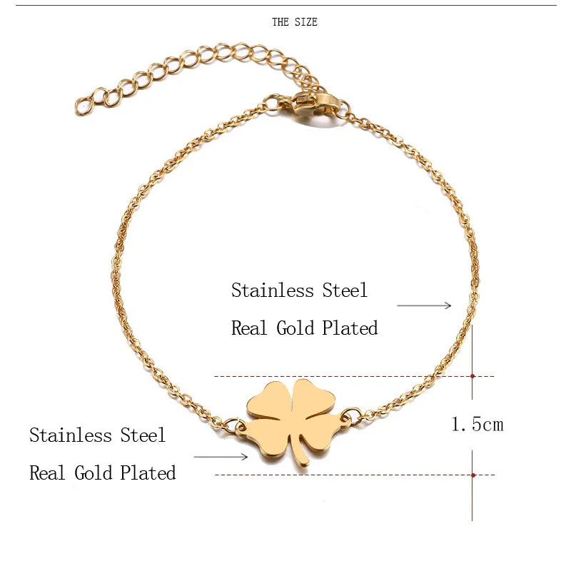 DOTIFI For Women Stainless Steel Bracelet Lucky Clover Gold Color Pulseira Feminina Lover Engagement Jewelry