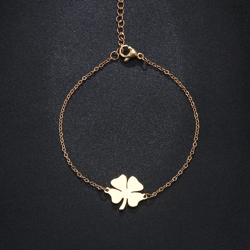 DOTIFI For Women Stainless Steel Bracelet Lucky Clover Gold Color Pulseira Feminina Lover Engagement Jewelry